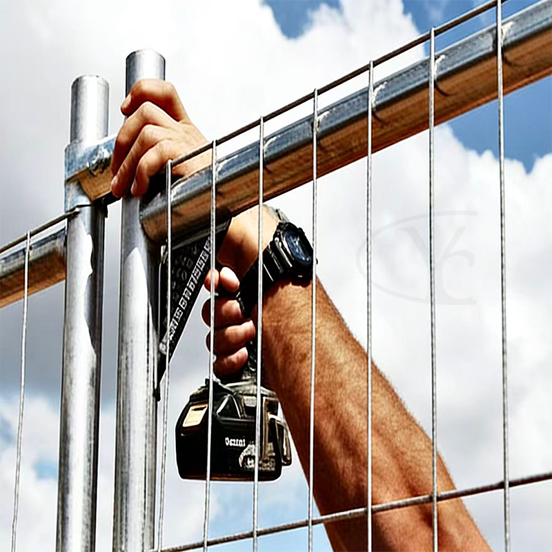Australian temporary fencing is being welded.
