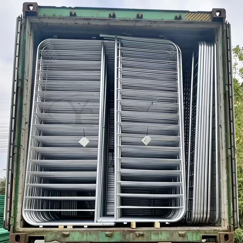 Temporary fencing loaded onto trucks for shipment